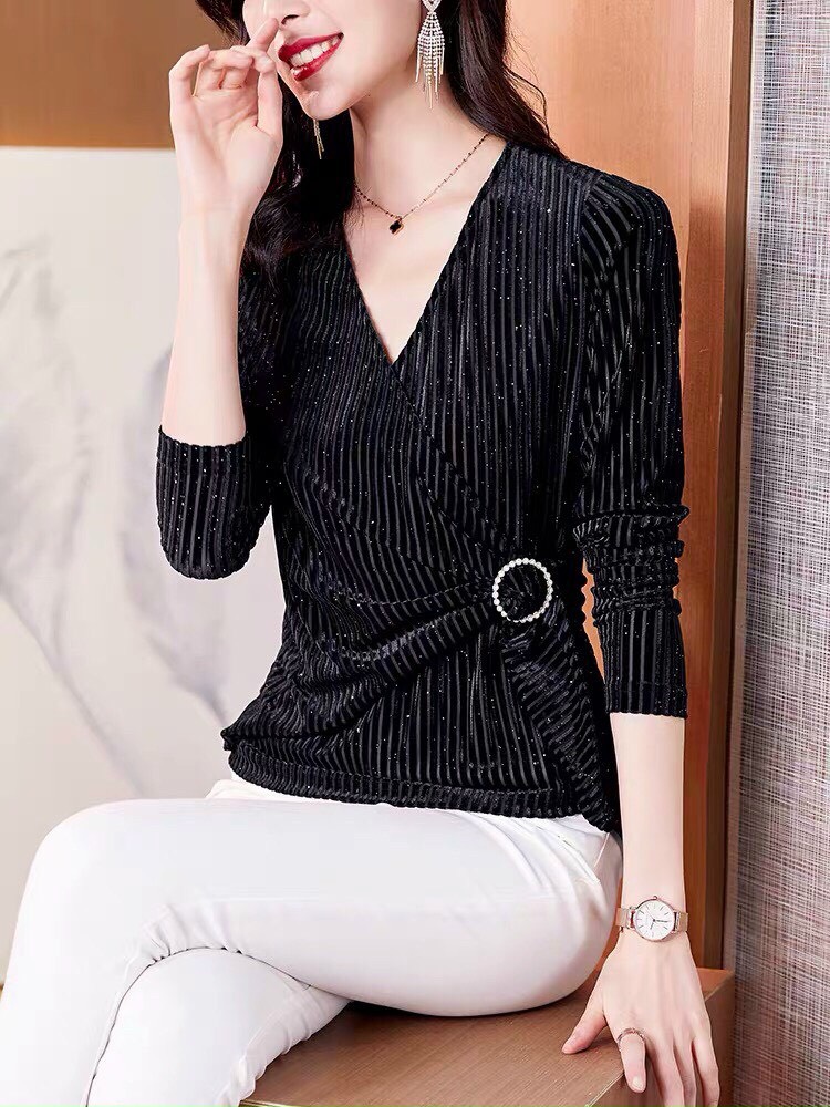 Áo Nhung Khóa Eo Cao Cấp - SM56